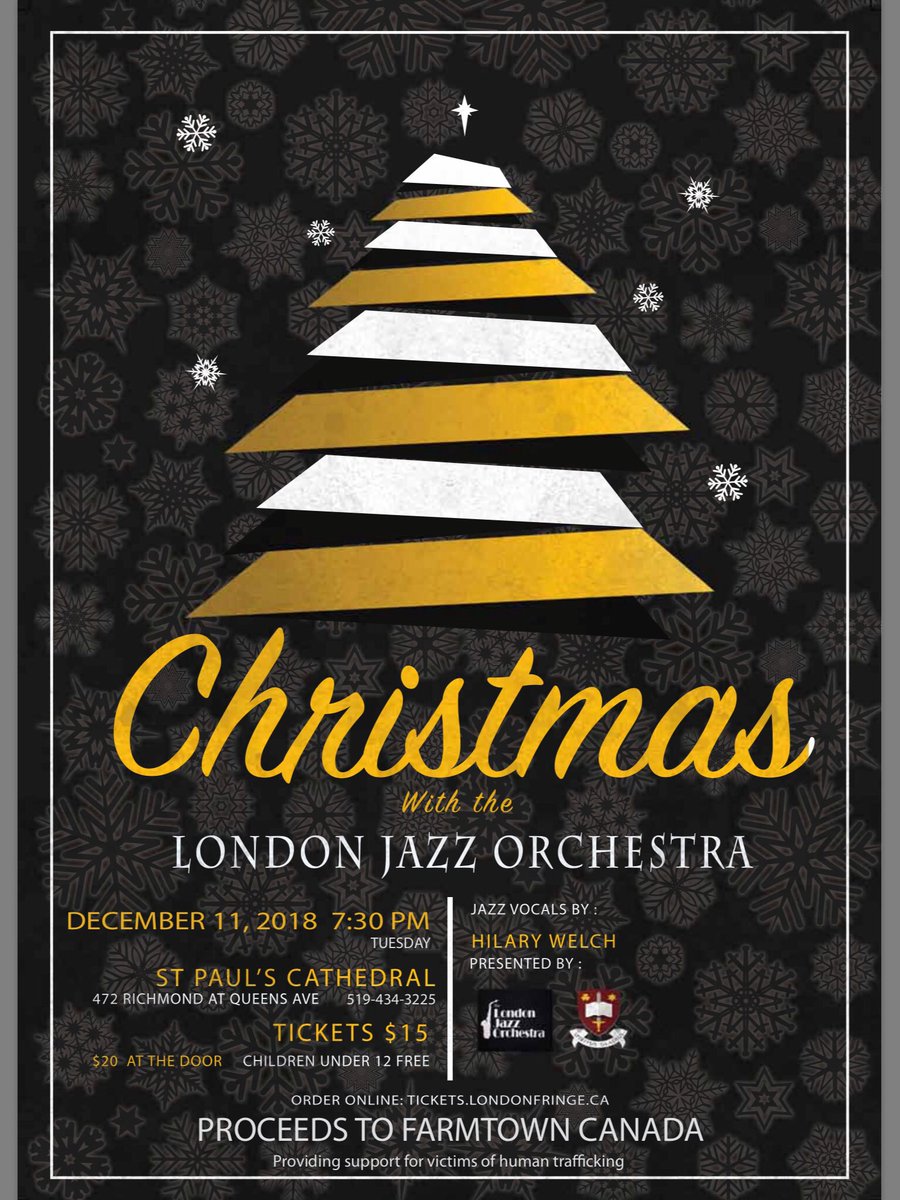 One week to go! Join us December 11th for Christmas with the <a href="/Londonjazzorch/">LondonJazzOrchestra</a> featuring Vocalist <a href="/hilarywelch/">Hilary Welch</a> Proceeds to @farmtowncanada - supporting young victims of human sex trafficking. St.Paul's is proud to host this concert to benefit this important charity. #ldnont #caring