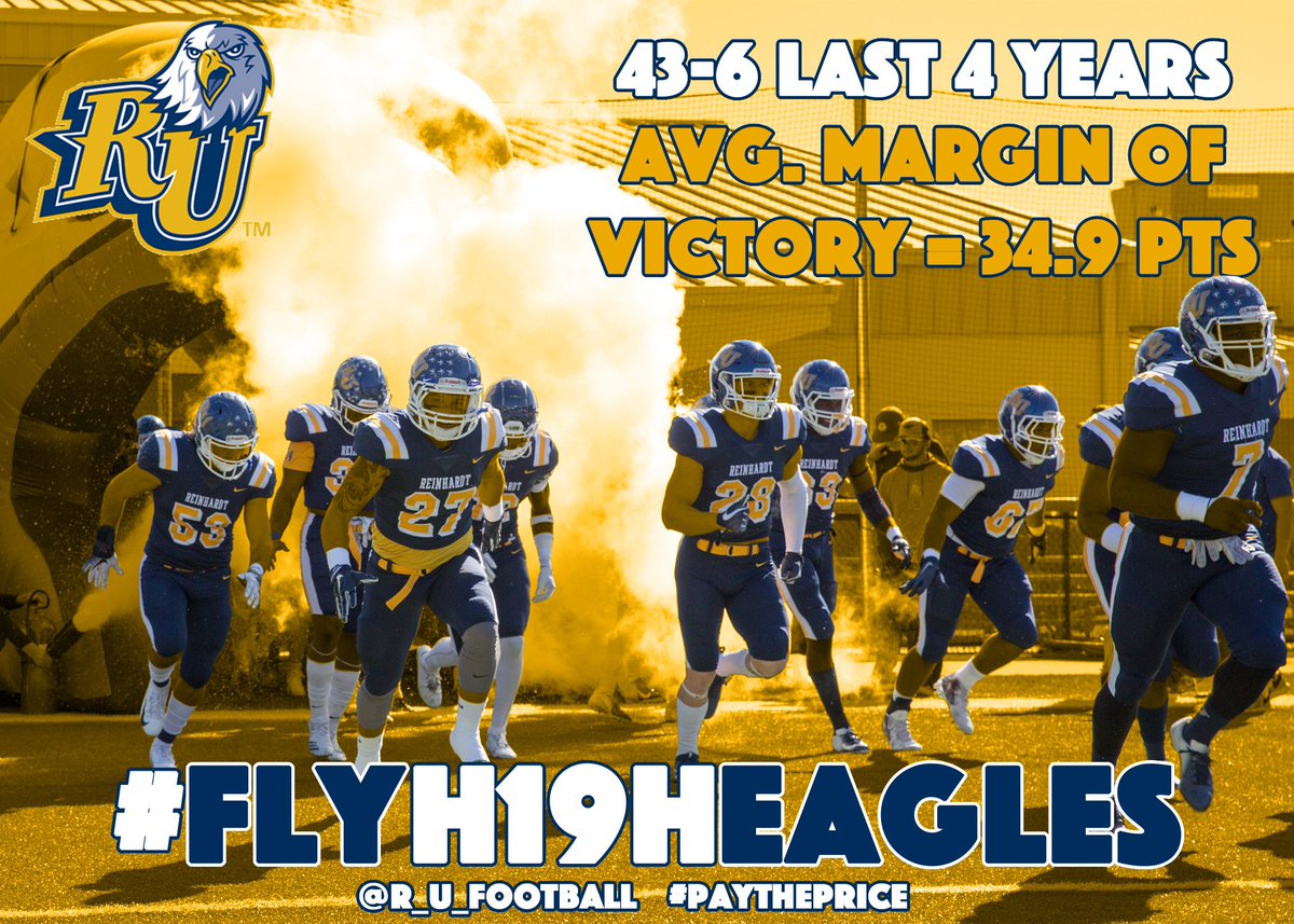 ReinhardtFB's tweet photo. We are hitting the road hard this offseason to bring in the BEST future Eagles that we can find!! It's GREAT to be a Reinhardt Eagle! #22Teams1RU #PAYthePRICE #FlyH19hEagles @Coach_JMiller https://t.co/c43lhF6hCa