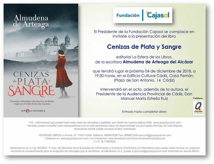 Traspunte On Twitter Esta Tarde Cajasol Presenta En Su Sede Su Programación De Navidad Comenzando Con La Presentación De Cenizas De Plata Y Sangre De Almudena De Arteaga A Partir De Las 19 30