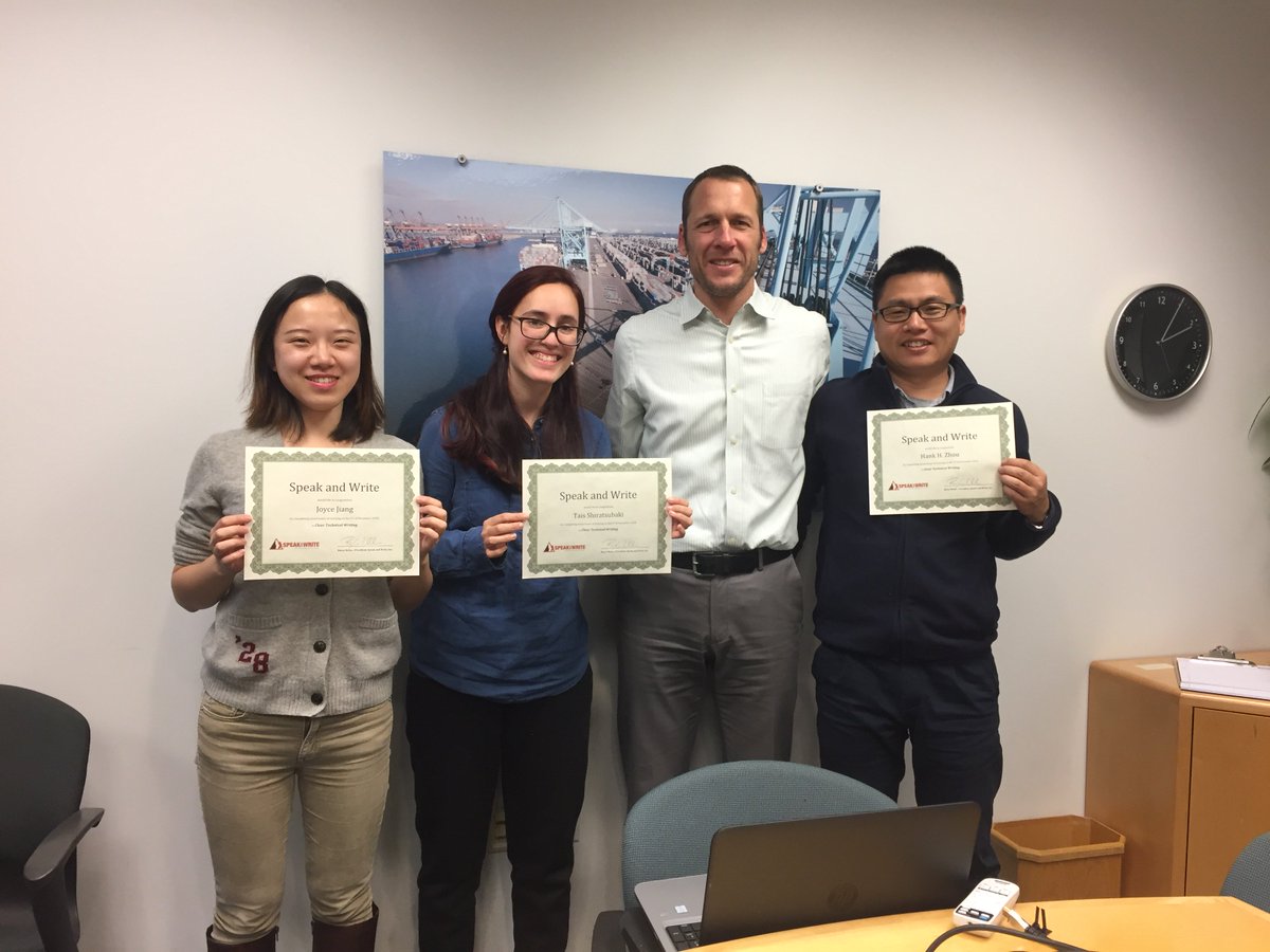 SpeakWriteInc's tweet photo. Coaching three talented engineers from Liftech, Oakland in technical writing. https://t.co/4yWjWRknIG