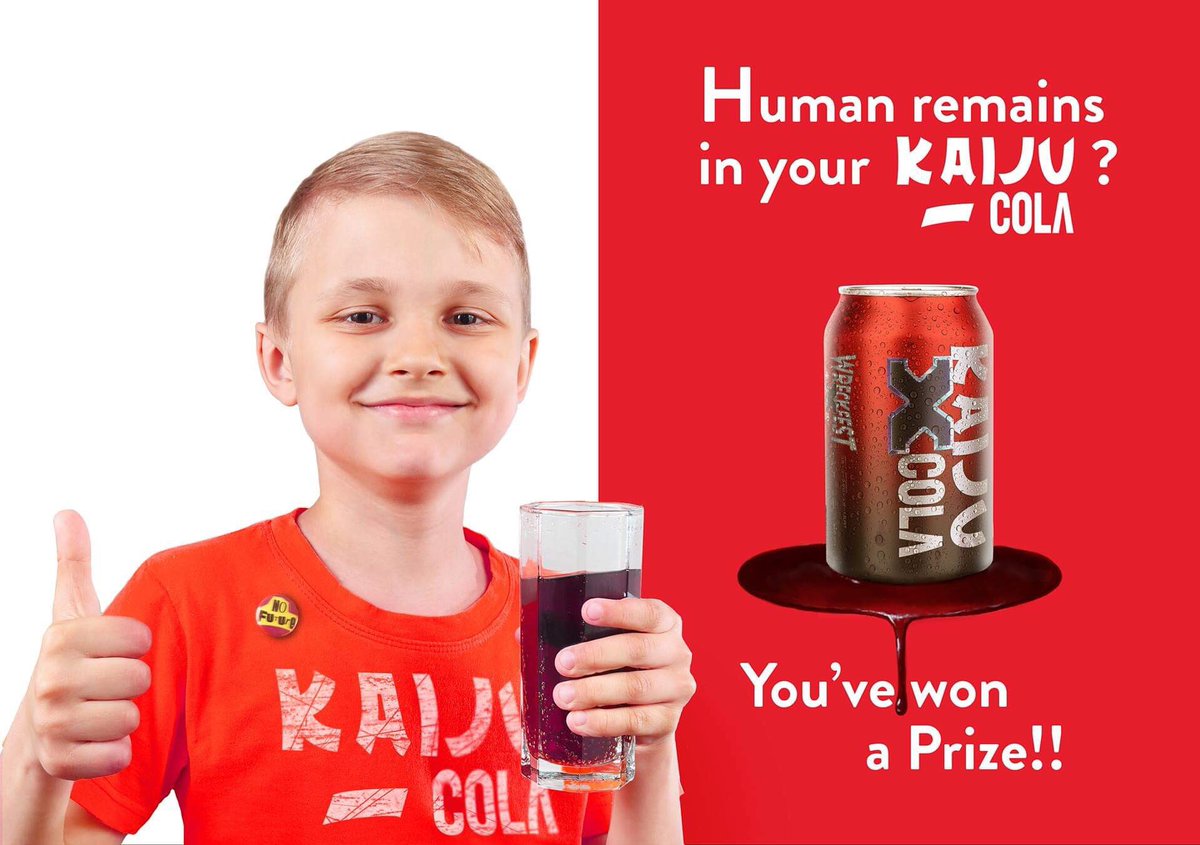 davescook's tweet photo. -COMPETITION-
PICK UP THE ALL-NEW KAIJU COLA WRECK FEST X EDITION CAN AND ENJOY THE KINETIC TASTE OF BLOODY COMBAT IN YOUR MOUTH. π₯€
SIMPLY CRACK OPEN A CAN, AND IF YOU FIND THE BODY PART OF A DECEASED WRECK-FEST COMBATANT, YOUβLL WIN A KRAZY KILLTOPIA PRIZE!*
#killtopia2 https://t.co/gO4ZQ6naC3