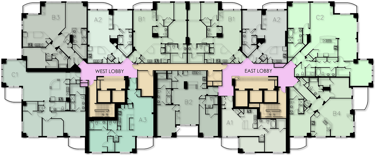 Humphreys Partners Architects Designed To Eliminate Typical High Rise Long Corridors Our Homerise Signature Product Offers A Floor Plan With Smaller Separate Elevator Lobbies That Free Up The Core