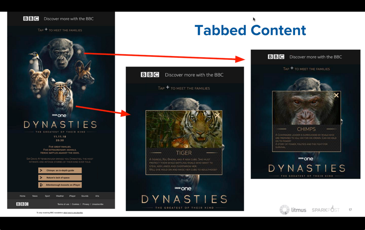 emailjay_'s tweet photo. Loving that the BBC Dynasties email was featured in a webinar as a great example of interactivity! #emailpros @litmusapp #emailgeeks https://t.co/sm4nTwsPMV