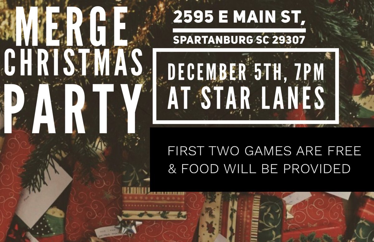 genmerge's tweet photo. TOMORROW!!! Merge will be hosting a Christmas party @ Star Lanes @ 7PM! Food will be provided as well as having the first two games FREE! Come and invite your friends! We’d love to see you there! https://t.co/LfAxNgQB87