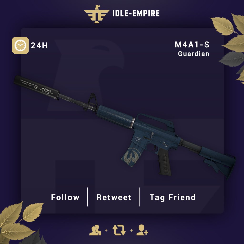 CSGOIdleEmpire's tweet photo. M4A1-S | Guardian -  Giveaway!  🎁

Enter now:

✔️  Visit https://t.co/sH321LV0Rw                                                       
➡ Retweet this Tweet &amp; Follow us
➡ Tag a friend

Winner will be announced in 24 hours! https://t.co/TI94b0ALoi