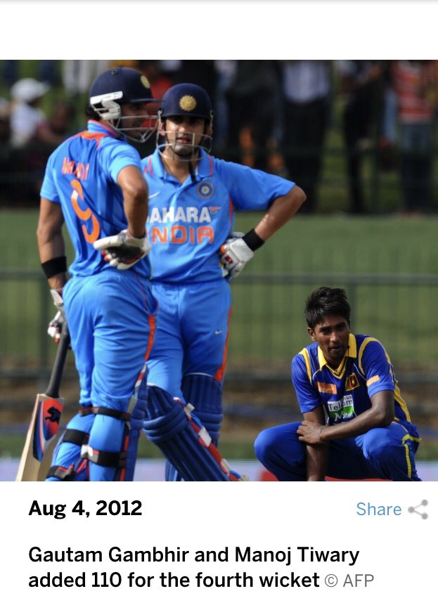 tiwarymanoj's tweet photo. Congratulations on ur wonderful career @GautamGambhir bhai.I hav had lots of learning experiences playing alongside u.Thanks 4 ur guidance.U hav played ur cricket like a warrior. Thank u 4 so many lovely memories which u gave 2 all of us. Best wishes for ur future endeavours 👍👊 https://t.co/4Uh6vsx6Dv