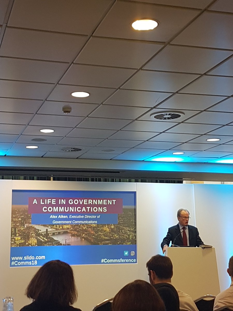 KatieHcomms's tweet photo. The power of comms through 'Behavioural change, storytelling,
Daring to be the best you can be,
digitally flexible, data in the room, speak truth to power'
@AlexanderAiken
Giving his insights frm @UKgovcomms https://t.co/TVmw2lDZXf #commsference
#nhscomms https://t.co/YVU9b3bD4M