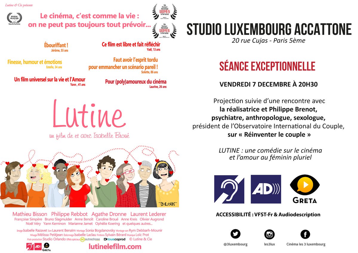 IsaLutine's tweet photo. 📢 OYEZ PLACES A GAGNER ! 🎬
#LUTINE Ven 7 déc : "Réinventer le couple" avec #PhilippeBrenot.
Avec en option à 18h45 : #LAmourFlou aussi avec #PhilippeRebbot.
https://t.co/luQrsTxuFG
➡️ FOLLOW + RT Tirage au sort le 7 déc à 12h
#Polyamorie #Polyamour #VFST #Couple #Concours https://t.co/SDMIZiV6mg