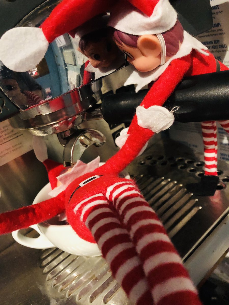 TheCornubiaInn's tweet photo. #day3 #elfontheshelf2018 this is quite frankly RECKLESS coffee machine behaviour.... no ELF and safety! https://t.co/Jpb6JOl2YO