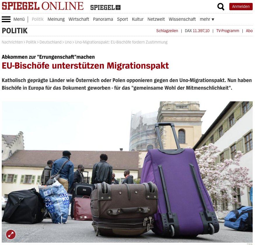 ComeceEu's tweet photo. 🔴 Read @DerSPIEGEL's article on @ComeceEu President's statement recalling the support of the #CatholicChurch to the @UN #GlobalCompact on #Migration. #Migrants

Article ➡ https://t.co/pAPXDN0ENC https://t.co/dO0FnatMkA