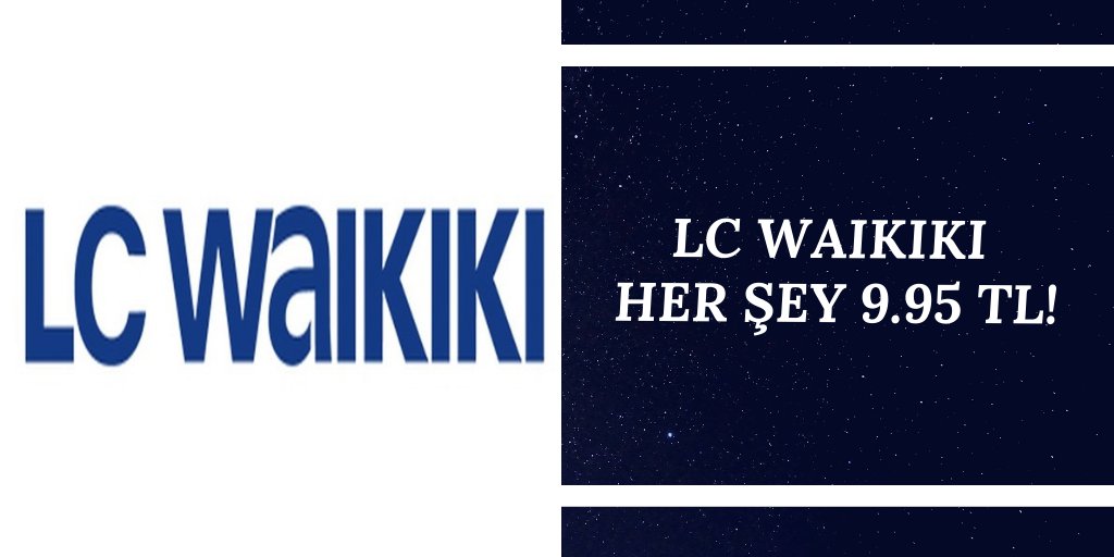 LC Waikiki Her Şey 9.95 TL!
Daha Bir Çok Kampanya ve İndirimler İndirimKuponuBul'da Seni Bekliyor.
Kampanya ve Detaylar İçin Hemen Tıkla &gt;&gt;&gt; bit.ly/2BPKII9      
#indirim #kampanya #alışveriş #indirimkodu #indirimkuponu #lcwaikiki