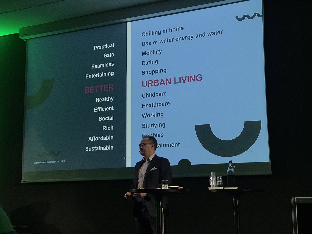 RondProductions's tweet photo. From @kojamofi @TeemuSuila talking about better urban living.  @RecoTechFI @SlushHQ #ReCoTechFi #slush18 https://t.co/THsa74ftBD