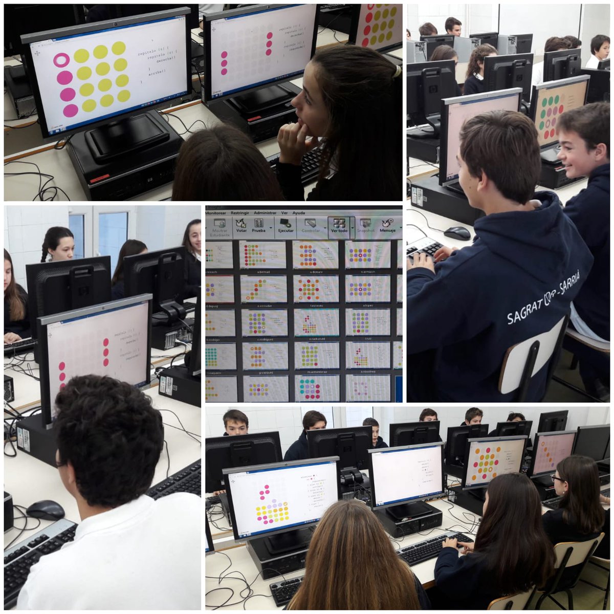 SagratCorSarria's tweet photo. Acabem el trimestre celebrant l’@HoraDelCodigoCL
! Els més petits hem conegut la #BeeBot i l’hem programat. A #Primària hem programat amb #Scratch junior i hem jugat a Snoopy Snow Brawl. I els grans del l’#ESO hem programat el #Toxicode. Tots aprenem mentre juguem! #csedweek #scs https://t.co/kDYPTceONB