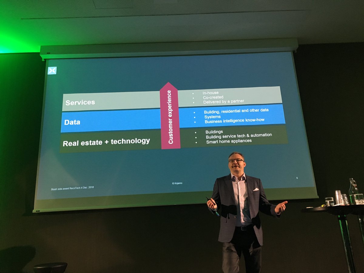 Leanheat's tweet image. We are very proud of our frontrunner clients and partners! On #RecoTech18 stage now @TeemuSuila from @kojamofi ⭐️ #Slush18