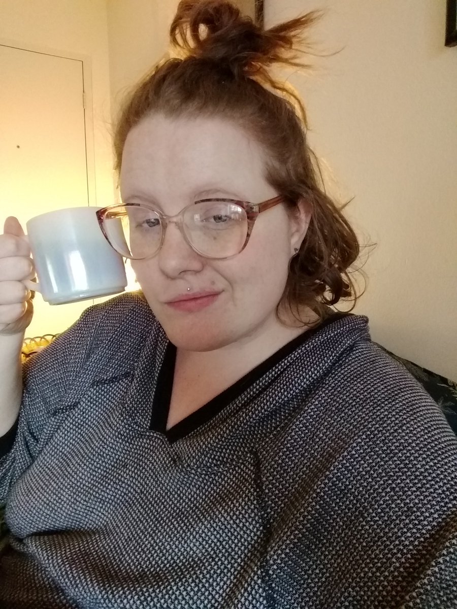 faggy_dog's tweet photo. sick/work from home day #coffeephone ft. my new magical coffee mug from @corpsehaus https://t.co/1SGdWJm6jK