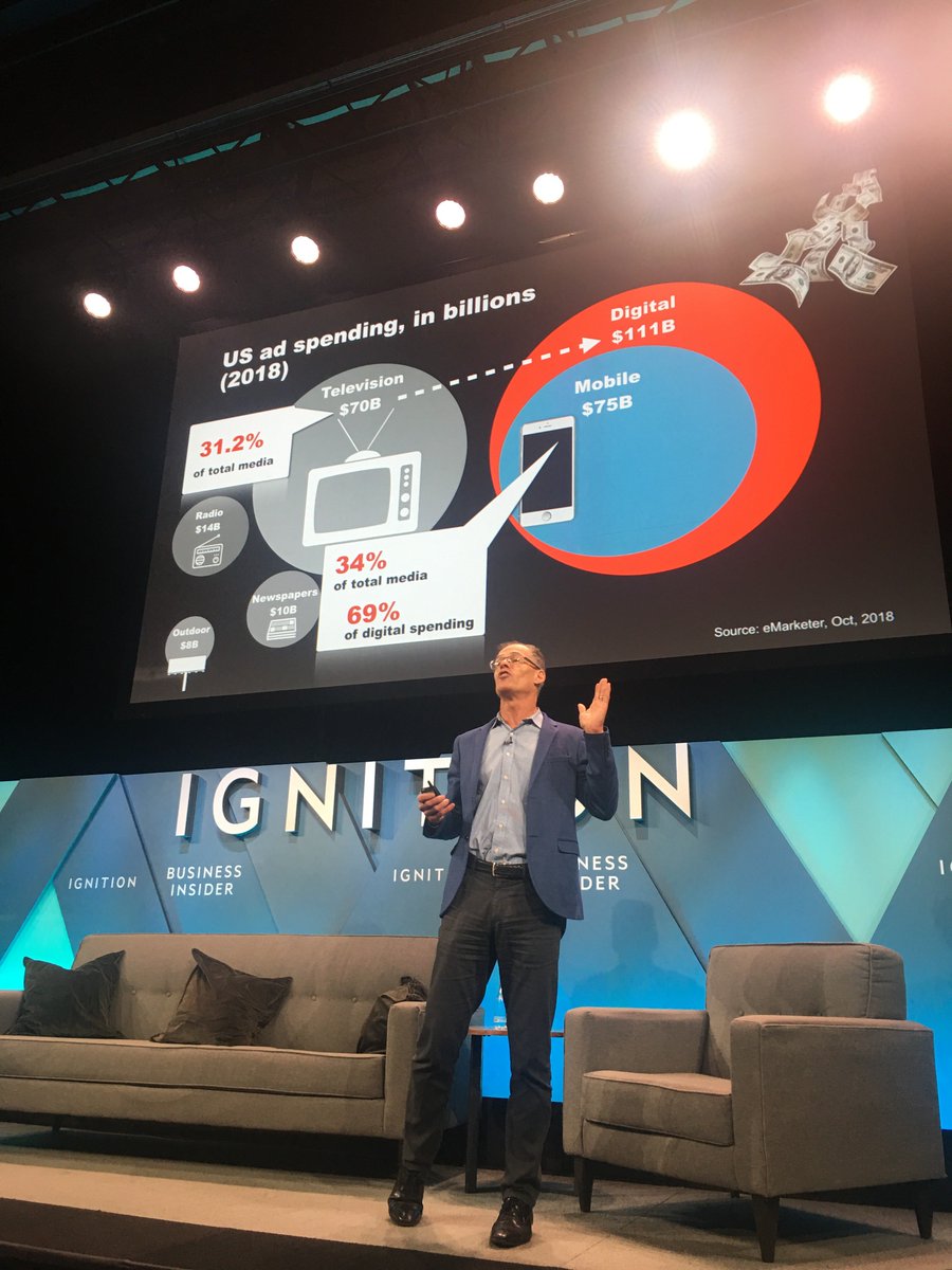 BI_Events's tweet image. .@geofframsey, chief content officer and cofounder of @emarketer, is on stage and talking about "The Colliding Worlds of Linear TV and Digital World." You can watch #IGNITION2018 LIVE here: youtube.com/watch?v=MtrVTZ…