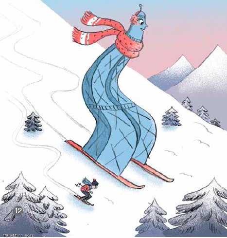 Pour sa prochaine belle balade, ma tour Eiffel grande voyageuse ira skier au sommet du Mont Blanc (parution le 10 janvier, éditions Nathan, illustration de Mélanie Roubineau)