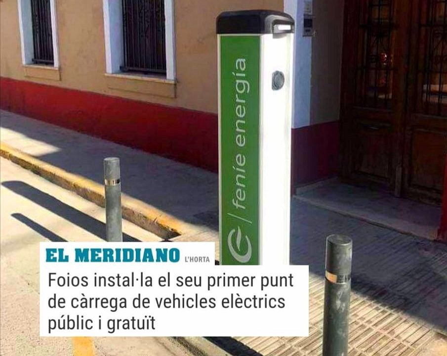 _AlexMico's tweet photo. Després d'un estalvi energètic de mes de 40000€ en l'any 2018, des de l'@AFoios seguim transitant cap a un model de poble mes amable, verd i sostenible amb la col·locació del primer punt de càrrega per a vehicles elèctrics municipal.
#TransformemFoios https://t.co/txPw6HZKyZ