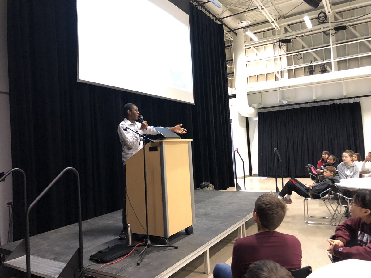 TABTigerLife's tweet photo. Thank you @PilgrimWoodPS for inviting our Grade 11 student, Dorian, to be your #keynotespeaker at today’s Grade 8 Leadership Conference @townofoakville #qepccc https://t.co/z9X0estt1I
