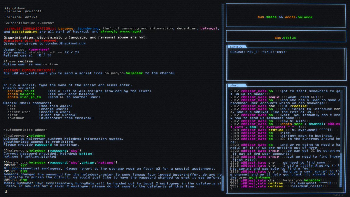 aketoki's tweet image. なんとなくわかってきた。
#hackmud