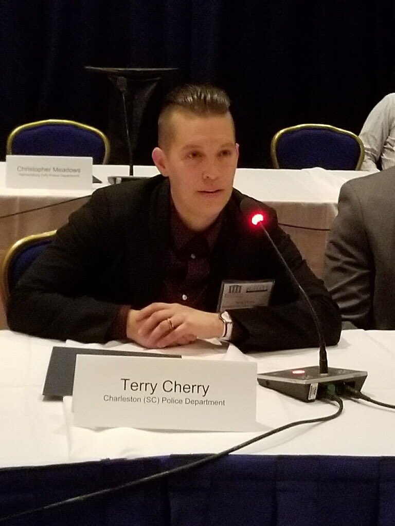 CWexlerPERF's tweet photo. Interesting perspective from Ofc. Terry Cherry of @CharlestonPD: police officers don’t necessarily quit agencies, they quit sergeants, lieutenants and other bosses. Meeting participants agree that to retain officers, agencies need to focus on quality of supervision. https://t.co/EXHqJipYhh