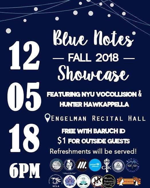 Catch awesome acapella performances at the <a href="/baruchbluenotes/">Baruch Blue Notes</a>' Fall Showcase tomorrow! 🎤🙌 #BeBaruch