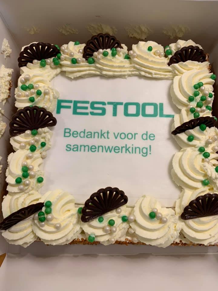 RenotecDuo's tweet photo. @Festool_NL GENIETEN! Hartelijk dank voor de taart én natuurlijk de fijne  samenwerking! 🥳🙌 https://t.co/yQ6K7BWqSp