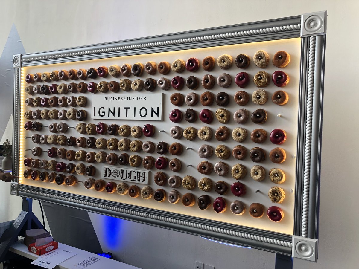KirstenAcuna's tweet image. It took me a day to realize I could eat a doughnut off the Dough wall at #IGNITION2018 🤦🏽‍♀️