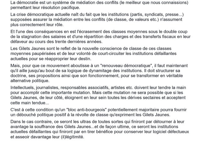 Pour apporter une solution à la crise démocratique, les Gilets Jaunes doivent maintenant structurer leur doctrine, leurs propositions et leur fonctionnement. 👇