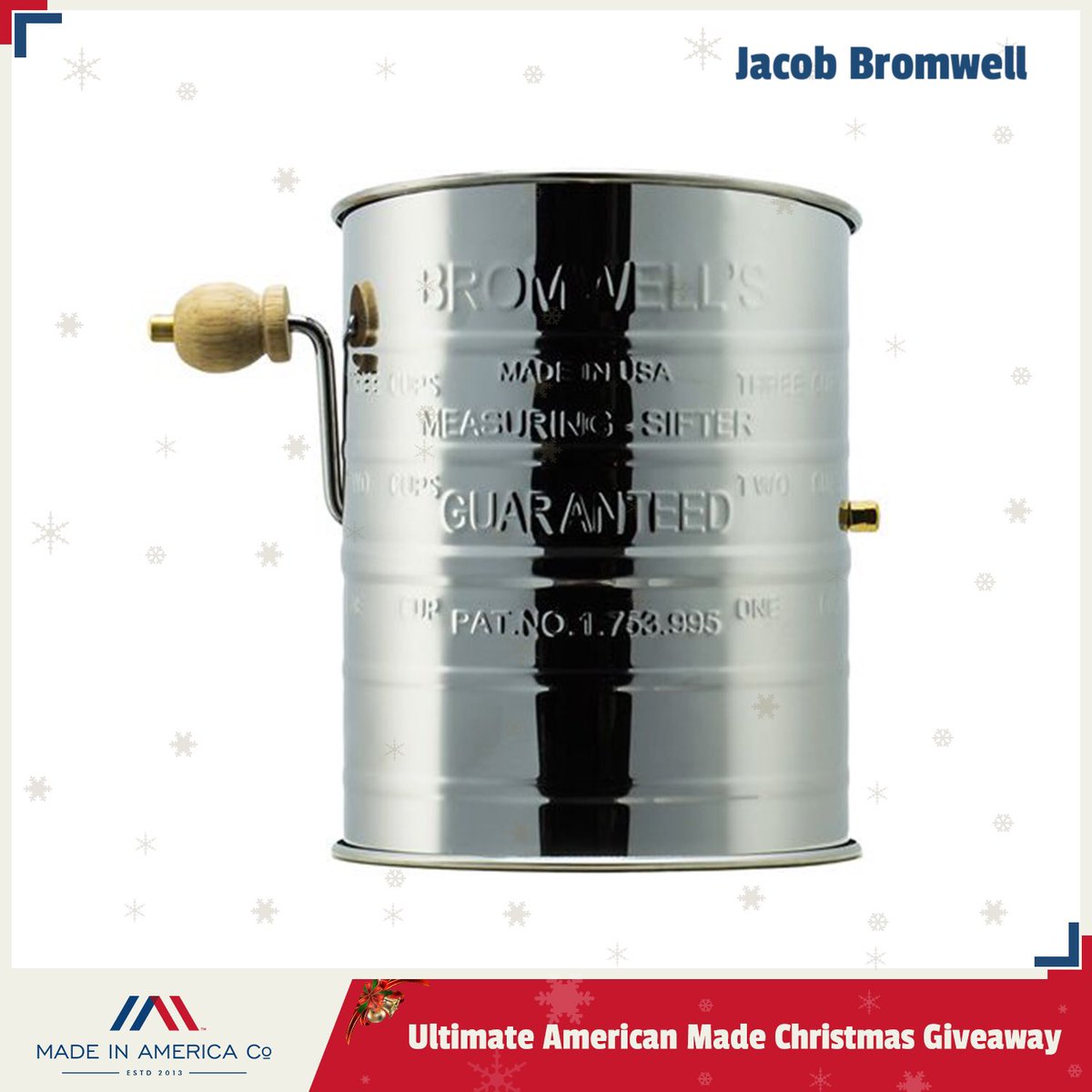 MadeInAmericaCo's tweet photo. RT & Enter to for a chance to win a @JacobBromwell #FlourSifter during our Ultimate #AmericanMadeChristmas #Giveaway! Enter→ https://t.co/naZ4cw44vp https://t.co/oz1j4Svfzr