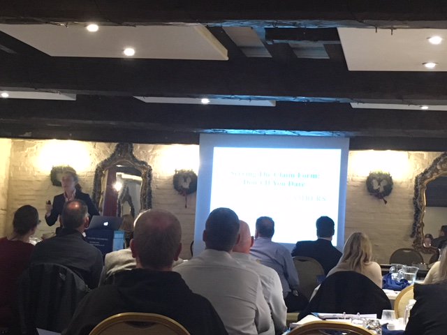 Collegechambers's tweet photo. Carol Davies with some words of wisdom here at Chambers' Civil Day: "Serving the Claim form: Don't if you dare" #CCTOTD https://t.co/VKQRaDs6E0