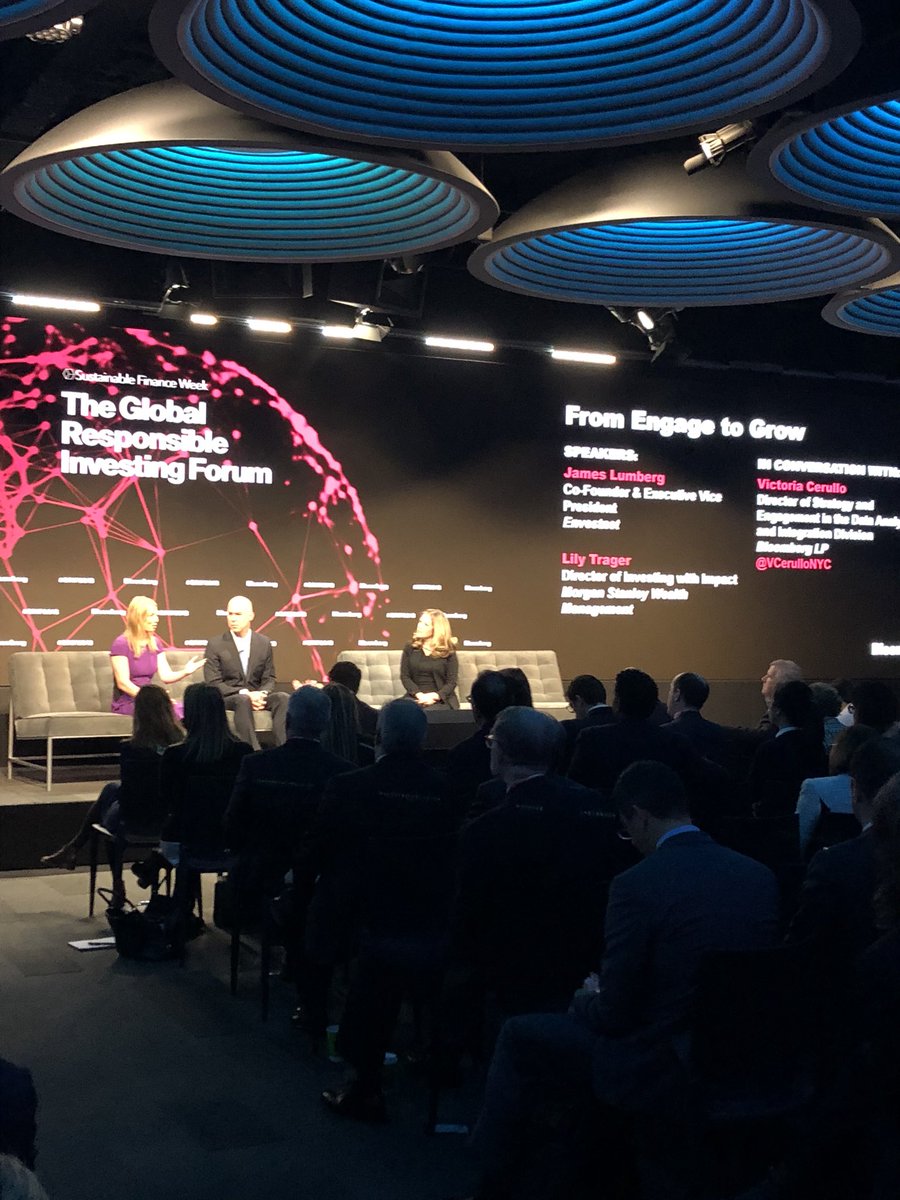 How can you invest in the world you want to see - Lily Trager <a href="/MorganStanley/">Morgan Stanley</a> wealth management in conversation with <a href="/VCerulloNYC/">Vicki Cerullo</a> #grif2018 #sustainablefinanceweek