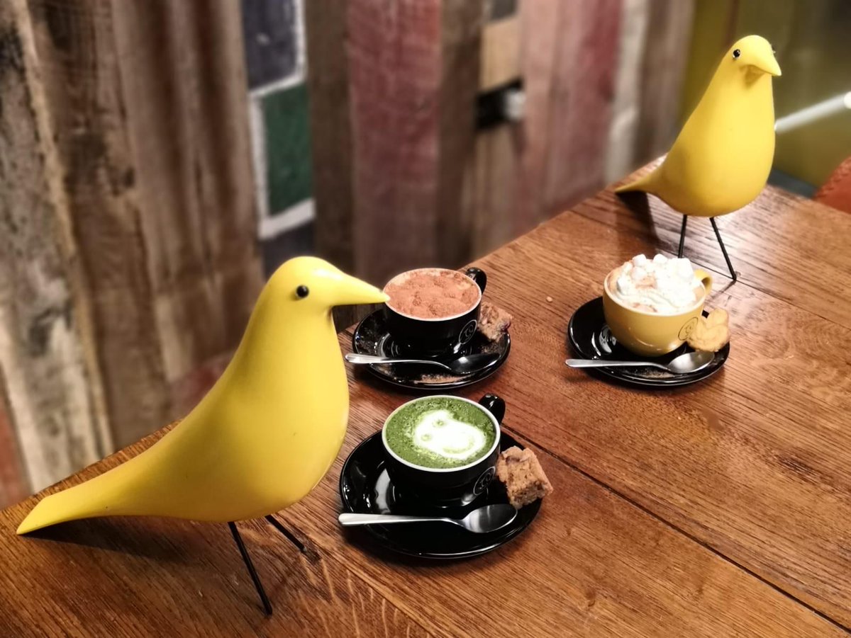CanaryCoffeeUK's tweet photo. Just a couple of canaries, enjoying their Gingerbread Latte, Winterspiced Latte &amp; Matcha Latte 🍵Our selection of festive coffees are now available as part of our winter menu ☕🎄

#christmasinlondon #gingerbreadlatte #Matcha #Christmasbeverages #coffee #cupofcoffee #canarywharf https://t.co/B6fRT8iYPE