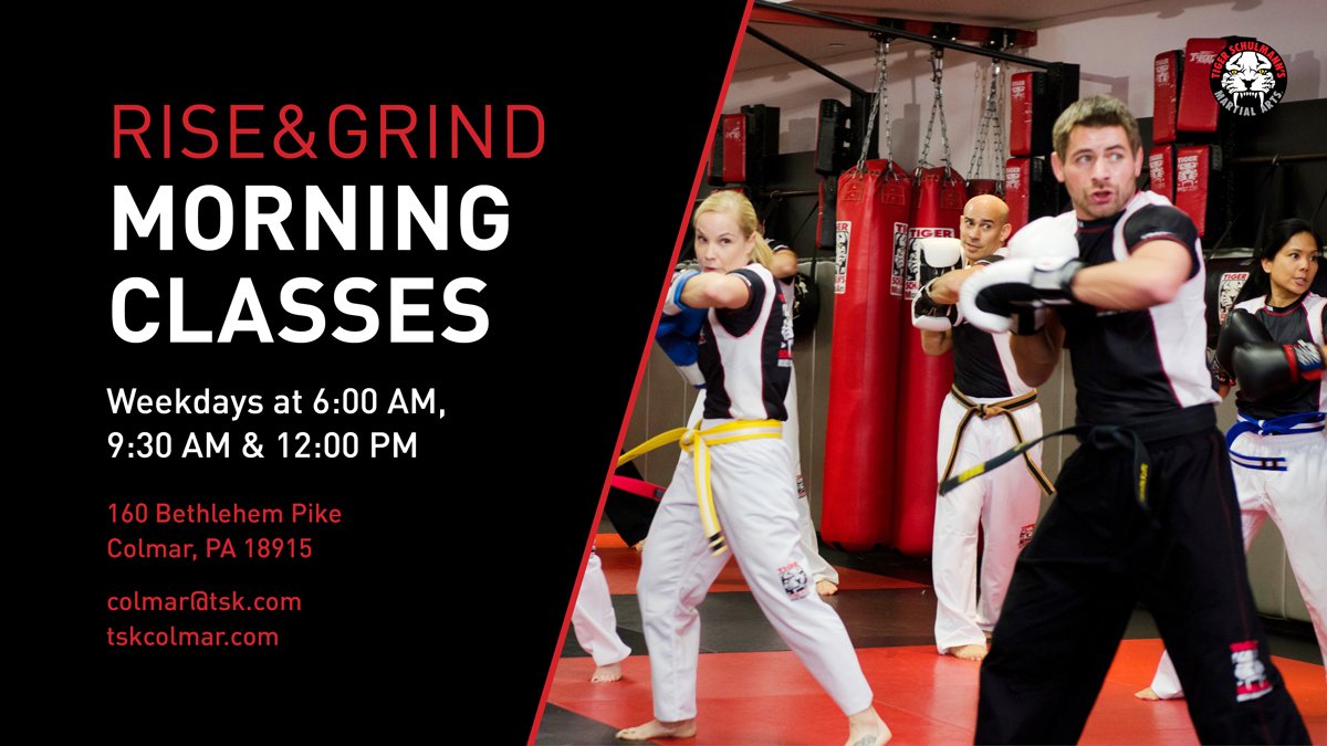 tsmacolmar's tweet photo. Rise and Grind! We have Adult Beginner Kickboxing classes at our Colmar location.  Want to try a free class? Contact us to set it up 215-997-2909.
#Kickboxing #MMA #fitness #colmar #TSMA #morningmotivation https://t.co/zYQ8wRfqmt