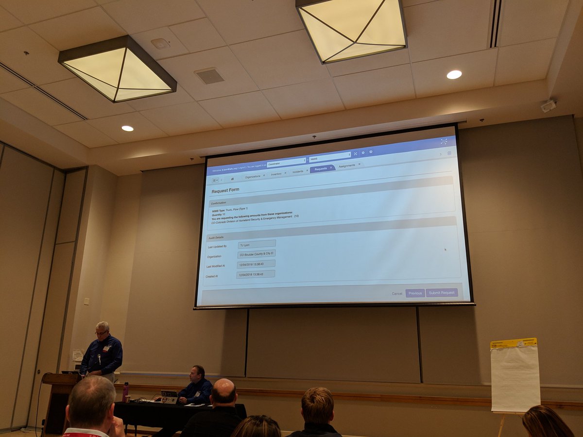 IAEMRegion1's tweet photo. Our partners from @IAFC have created a great multi-discipline tool called National Mutual Aid System built on @juvarecorp WebEOC and @Esri ArcGIS Online. TJ Lyons and Jeff Dulin presenting now at #ngps2018 @napsgfoundation @iaem https://t.co/INjvEWgCFC