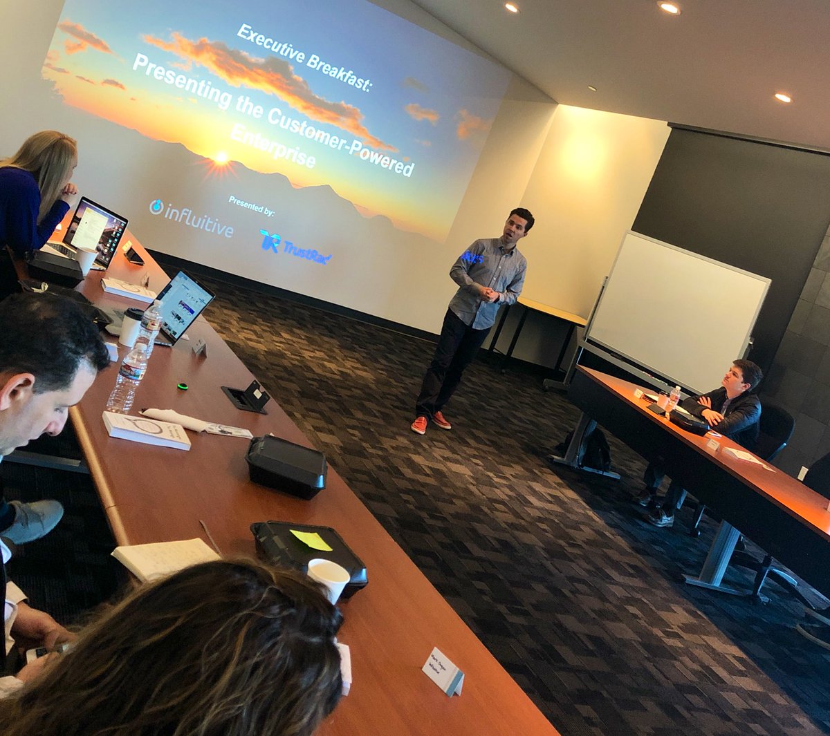 GoIvanti's tweet photo. Our customer advocacy extraordinare @CacheWalker presenting at @influitive's executive breakfast! #IvantiInsiders #CustomerPowered https://t.co/iAbR9w5Wvk