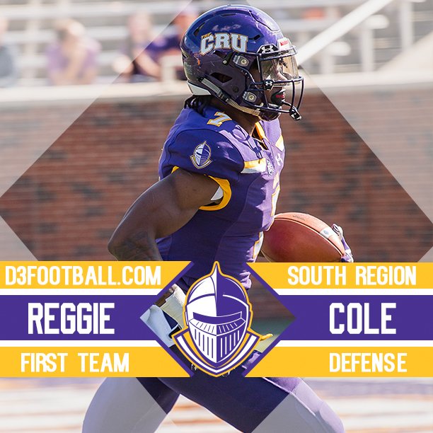 CruSports's tweet photo. CONGRATS to these @crufootball https://t.co/8b6ErGlpkY All-South Region First Team Defense honorees! https://t.co/nuhSAI3MpX