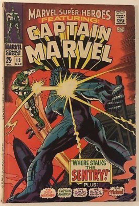 HamptonRdsComic's tweet photo. Have you seen the @captainmarvelofficial trailer that dropped last night? #amazing Can’t wait for more? Check out Marvel Super-Heroes #13, #firstappearance of Carol Danvers! Available on the @ebay store! https://t.co/YicAnDdDOO