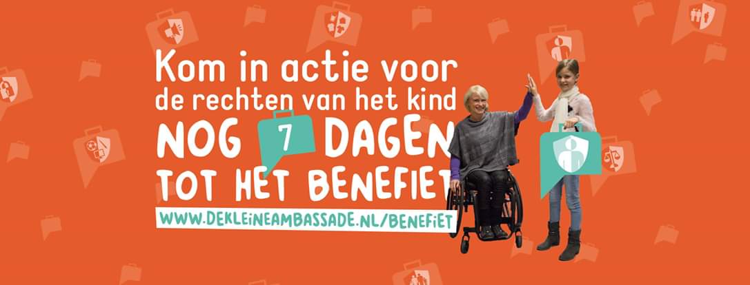 kleineambassade's tweet photo. Over precies 1 week is het zover.. het benefiet! We vragen aandacht voor #kinderrechten, vooral voor het recht op extra #bescherming voor kinderen met #beperking. Resultaat acties @HoPE4Kate worden bekendgemaakt en daarna dineren &amp; debatteren kids, jongeren en volwassenen samen! https://t.co/JpoOVSyPNN