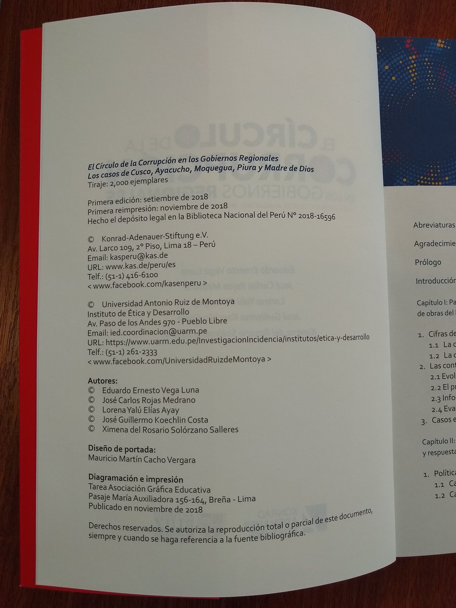 Plataforma_IED's tweet photo. Primera reimpresión del libro el "Círculo de la corrupción en los gobiernos regionales". Lectura obligatoria para los nuevos gobernadores y alcaldes que comienzan su gestión el 2019. https://t.co/tNrbvqvlHl