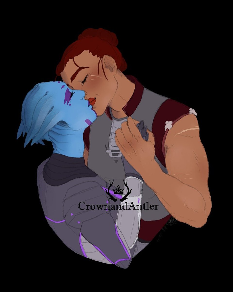 CrownAndAntler's tweet photo. Some #originalcharacter smooching from #artfight2018
#MassEffect #bioware #asari #WLW #digitalart https://t.co/IqPM5E2KIk