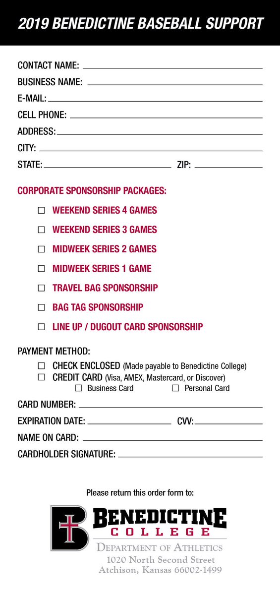 We are excited to announce the release of our Corporate Sponsorship Program! 

Contact <a href="/EricPeterson713/">Eric Peterson</a> at epeterson@Benedictine.edu