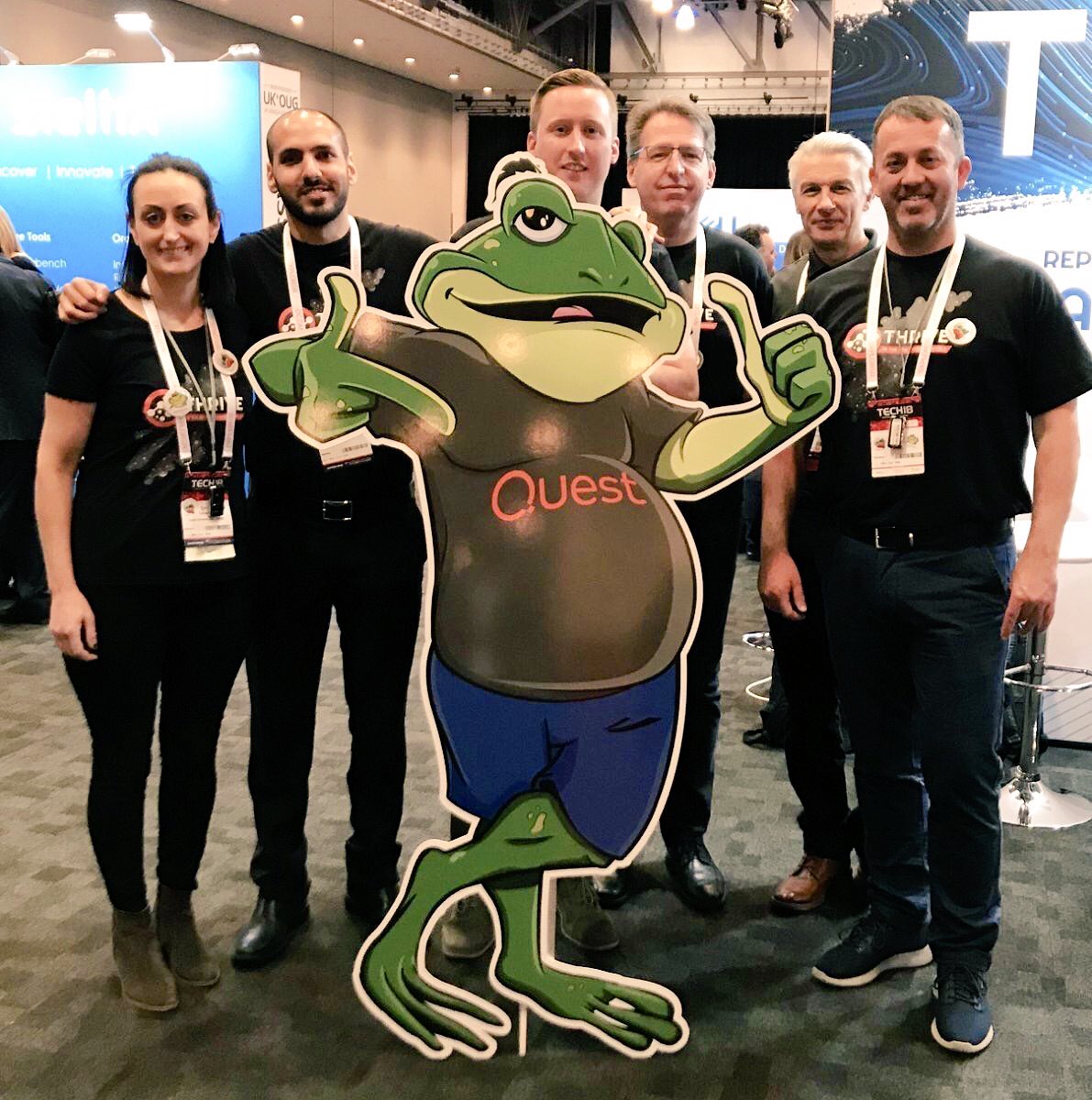 Our fantastic team representing @Quest at #UKOUG_Tech18 in Liverpool! Meet the team at booth #21 and get a selfie with Mr.Toad. #WeAreQuest