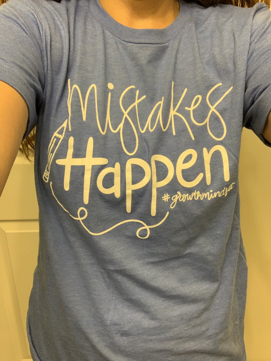 mrsyablonski's tweet photo. Wearing my @wschics #mistakeshappen t-shirt today! Because making a mistake is ok! 🤷🏻‍♀️ It’s what and how we learn from these mistakes that’s important!🙌🏻🙌🏻 We are all about the #growthmindset in our classroom!!  #southelementary #ilovemyjob https://t.co/GavtTiuHRC