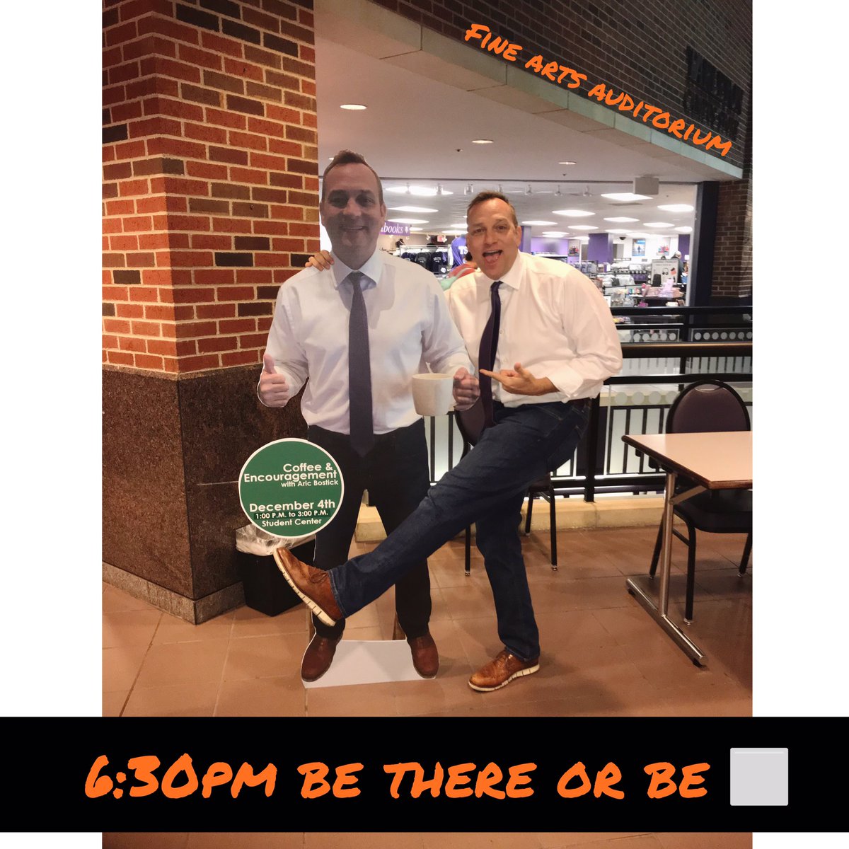 tarleton_22's tweet image. Our Aric poster came to life last night! 

Come meet Aric himself, TONIGHT to get FIRED UP for finals!