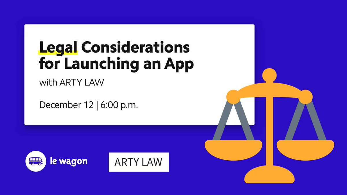 Planning on creating an #app from scratch, but you'd like to make sure you are protected all the way through the process? ⚡ Next Dec 12, we are organizing a workshop in partnership with ARTY LAW. Grab your tickets: facebook.com/events/7238595… 
#startupworld #workshopsforstartups