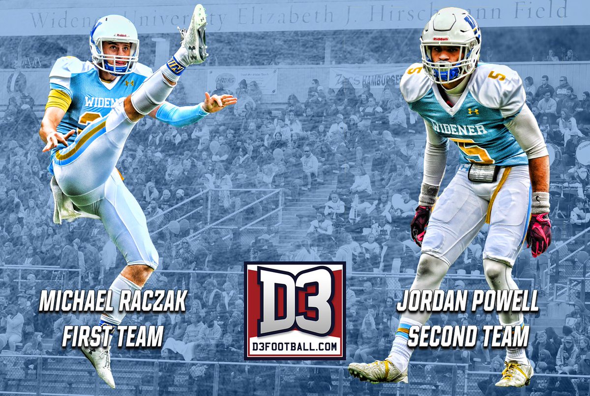 Widener Athletics (@widenersports) on Twitter photo Congrats to Michael Raczak and Jordan Powell of <a href="/WidenerFB/">WidenerPrideFootball</a> on being named <a href="/d3football/">D3football.com</a> All-East Region!!
Full Story: tinyurl.com/yberslf7
#GoWidener #ItsAllAboutTheW Congrats to Michael Raczak and Jordan Powell of <a href="/WidenerFB/">WidenerPrideFootball</a> on being named <a href="/d3football/">D3football.com</a> All-East Region!!
Full Story: tinyurl.com/yberslf7
#GoWidener #ItsAllAboutTheW