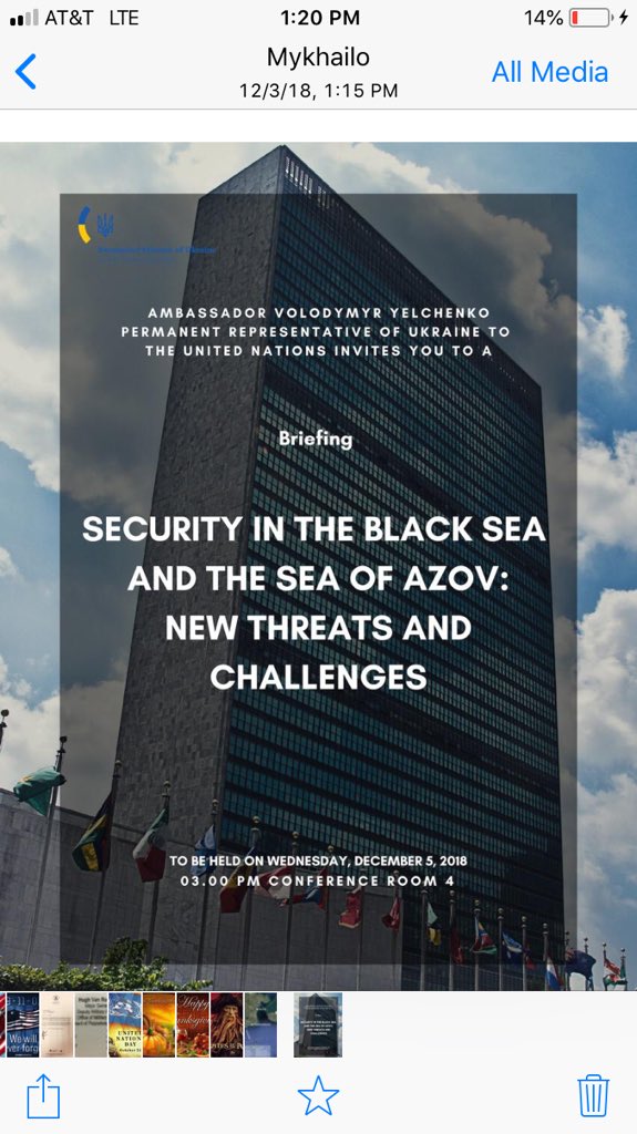 RaviBatra's tweet photo. Dear @YelchenkoUN🇺🇦 will give needed briefing about “Security in the #BlackSea and #SeaofAzov...” courtesy of another #Russian misadventure - unworthy of @KremlinRussia_E 🇷🇺. Status quo ante needed now, Ukrainian #ships & #sailors need to be returned, & #FreeNavigation ASAP🇺🇸 https://t.co/UyVQmByyz0