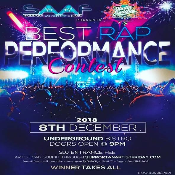 Unique (@uniquebahamas) on Twitter photo Calling all rappers in The #Bahamas - Ever dreamed of performing on the same stage as Hip Hop legend <a href="/Nas/">Nasir Jones</a> Enter to be in the first #WinterSoulsticeFestival rap battle with partners #SupportAnArtistFriday This December 8th, 2018 at Underground Bistro. wintersoulsticemusicfestival.com Calling all rappers in The #Bahamas - Ever dreamed of performing on the same stage as Hip Hop legend <a href="/Nas/">Nasir Jones</a> Enter to be in the first #WinterSoulsticeFestival rap battle with partners #SupportAnArtistFriday This December 8th, 2018 at Underground Bistro. wintersoulsticemusicfestival.com
