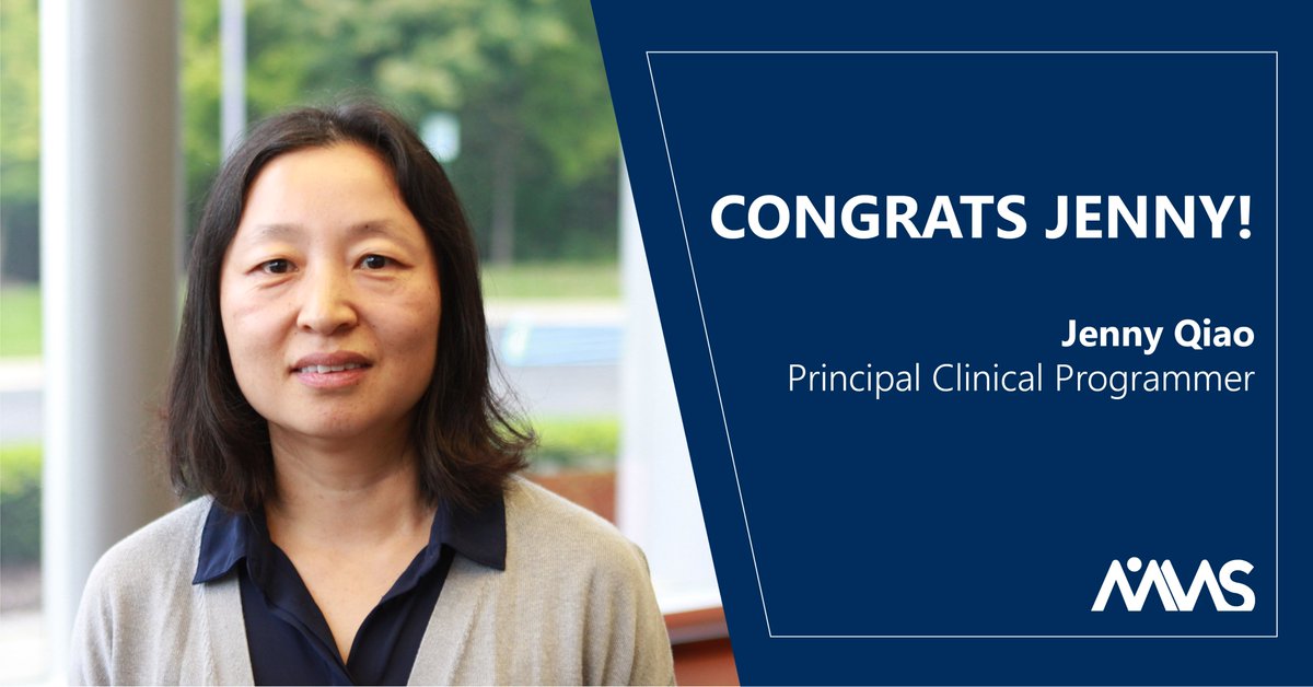 mmsholdings's tweet image. MMS is pleased to announce the promotion of Jenny Qiao to Principal #ClinicalProgrammer! Her outstanding performance and leadership will give her a renewed opportunity to share her technical expertise. To work with programmers like Jenny, apply here: bit.ly/2Kw3edW